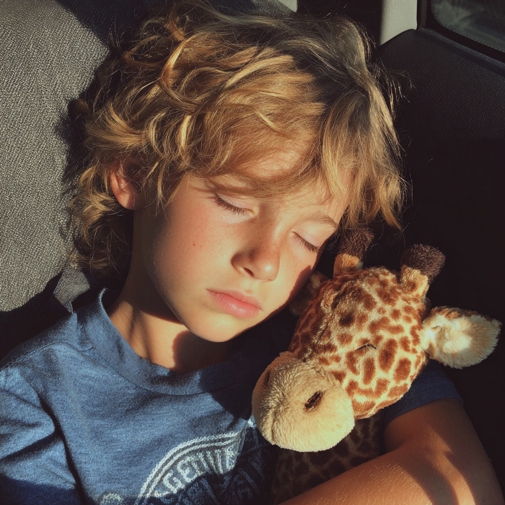 Un niño durmiendo en un automóvil | Fuente: Midjourney