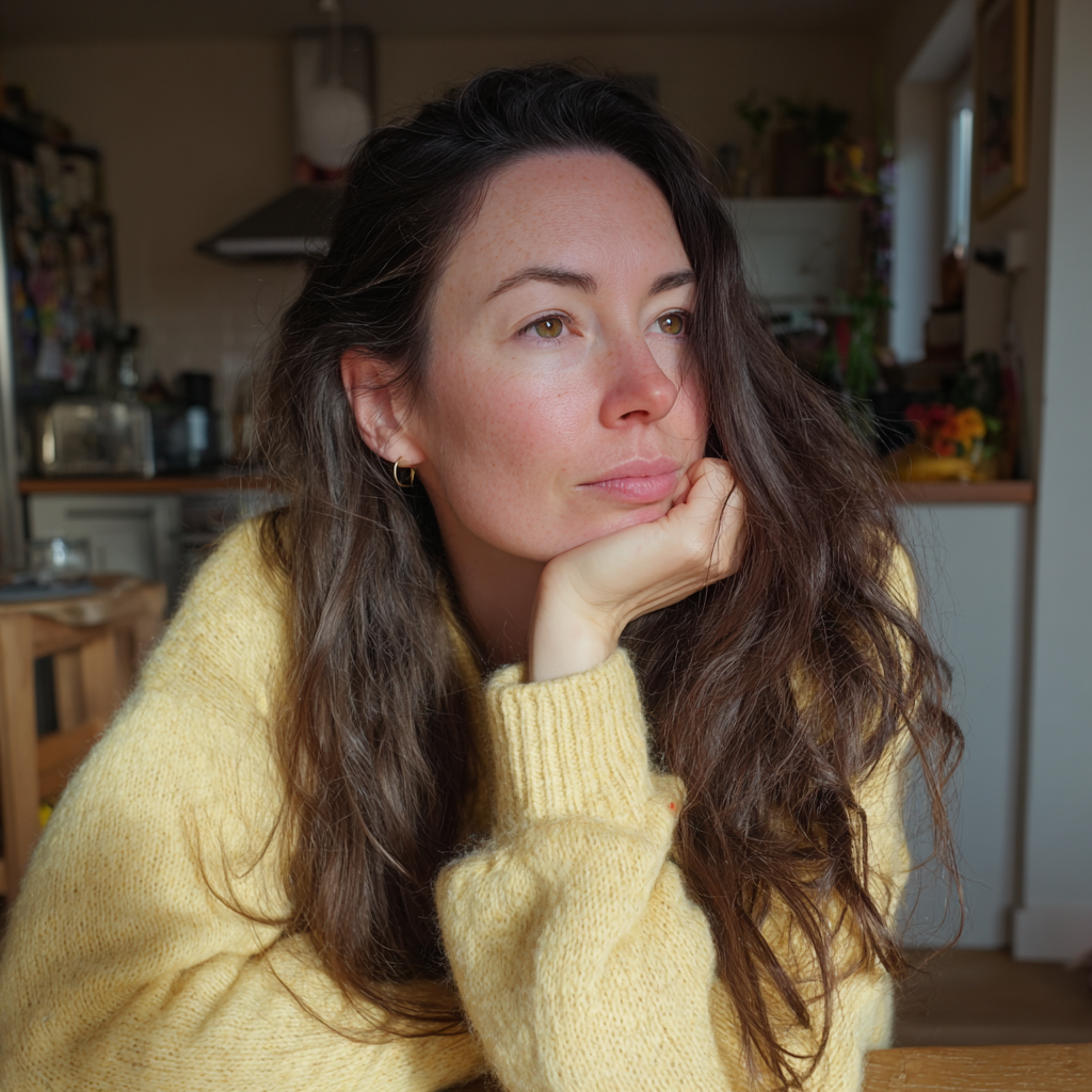 Una mujer pensativa con un maillot amarillo | Fuente: Midjourney