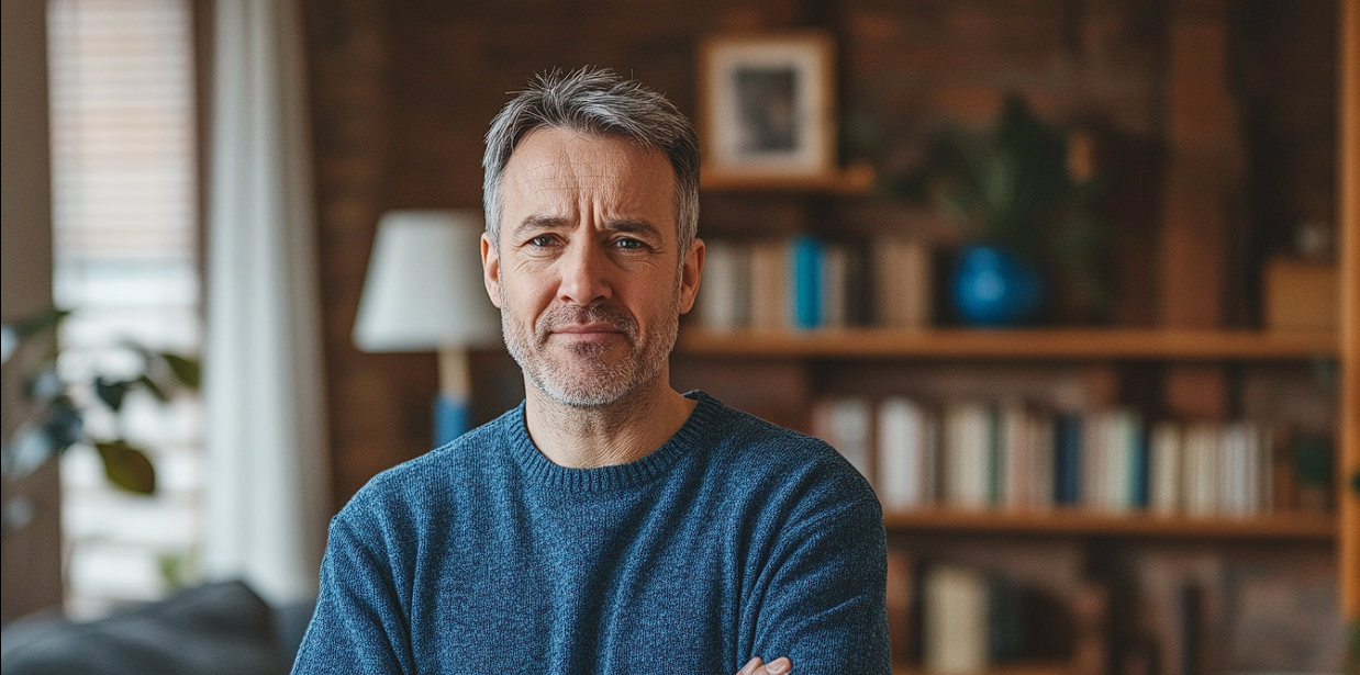 Un hombre con aspecto arrepentido | Fuente: Midjourney