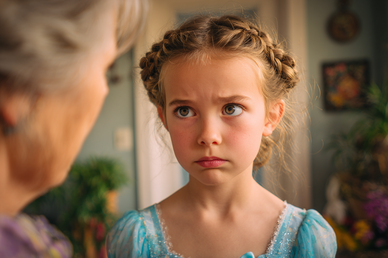 Una niña mirando a su abuela | Fuente: Midjourney