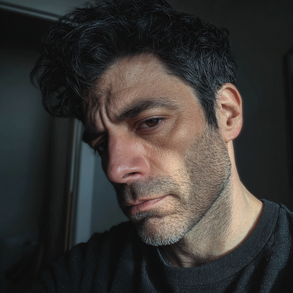 Primer plano de un hombre alterado | Fuente: Midjourney