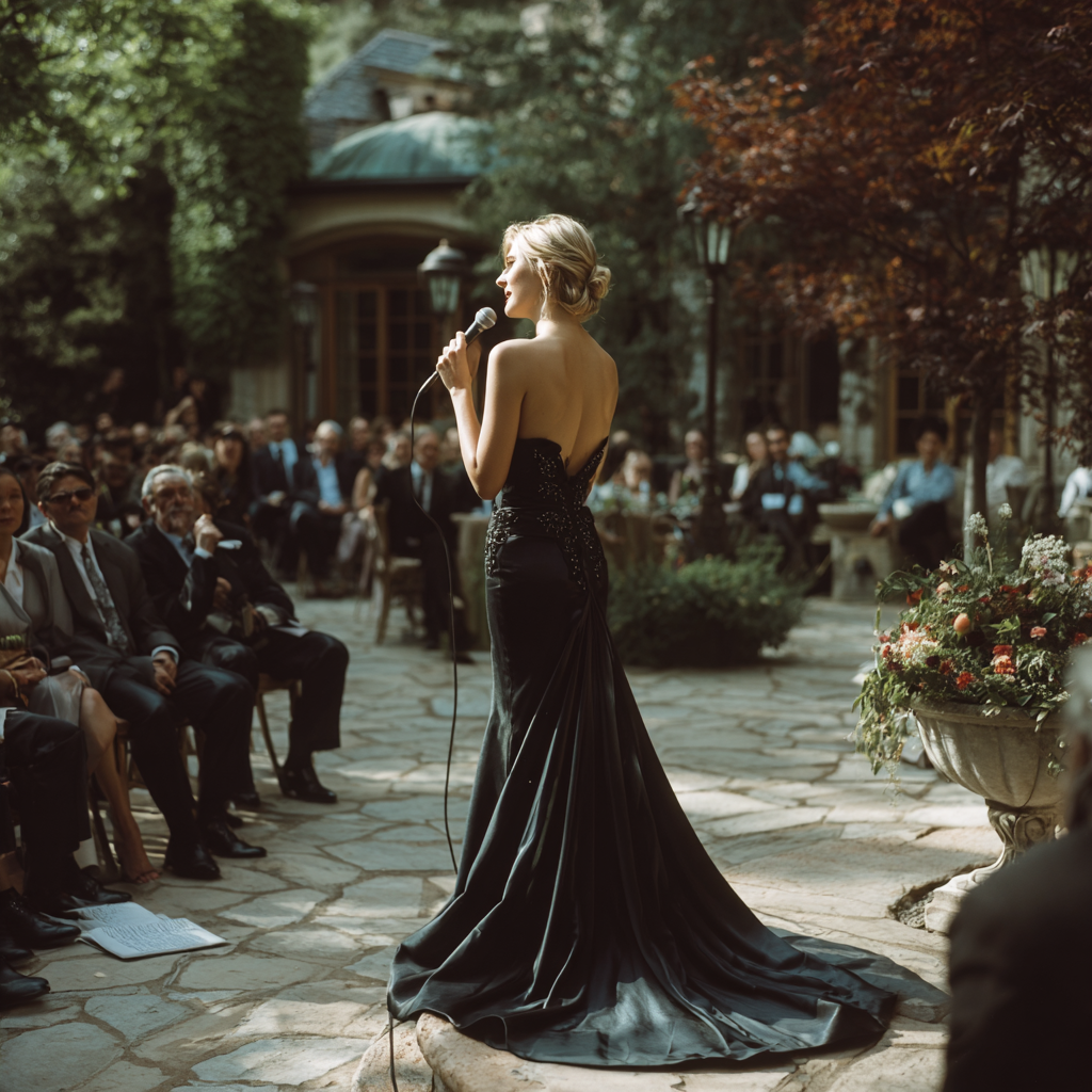 Una novia hablando con los invitados | Fuente: Midjourney