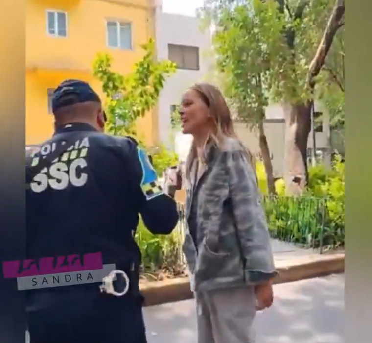 Ximena Pichel discutiendo con funcionario | Fuente: X/TuTíaSandra