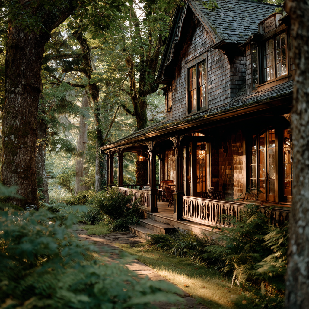 Una casa desgastada en el bosque | Fuente: Midjourney