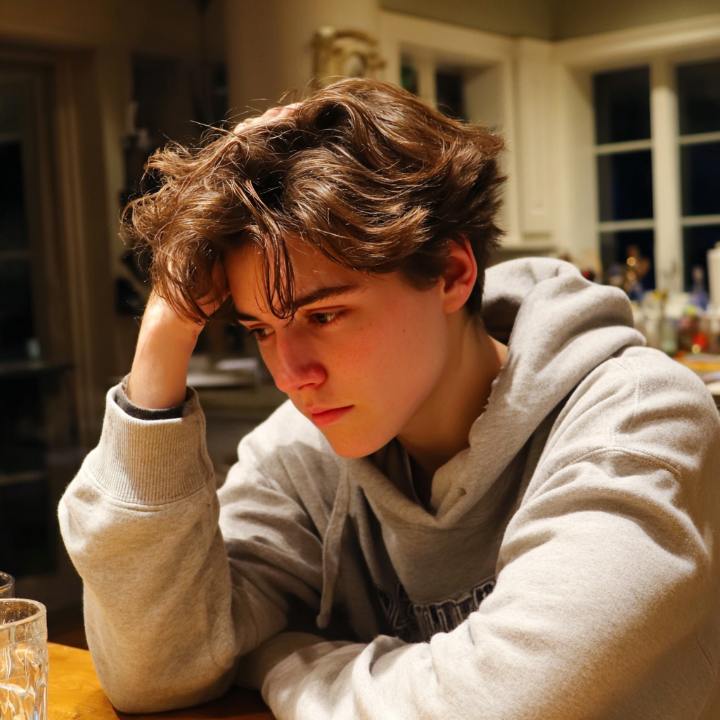 Un adolescente sujetándose la cabeza | Fuente: Midjourney