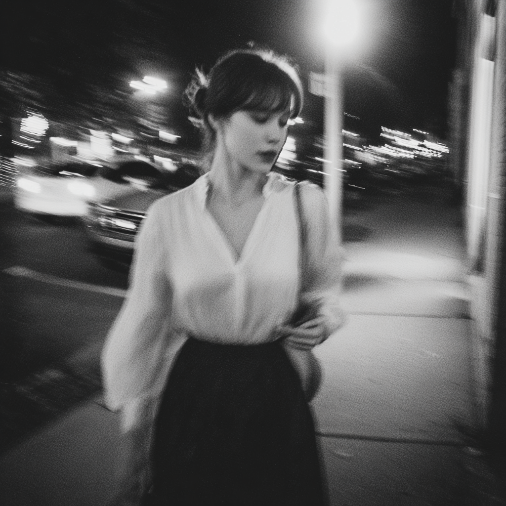 Una mujer caminando por una acera | Fuente: Midjourney