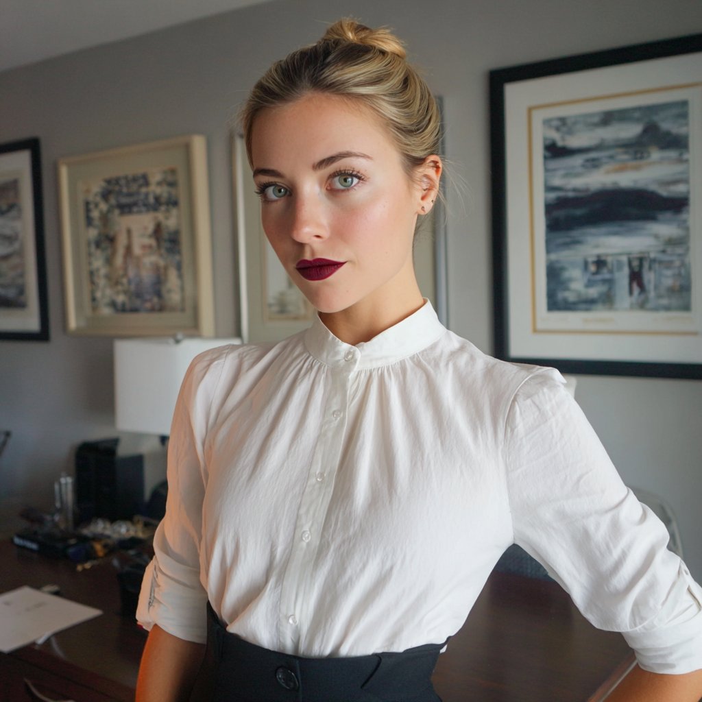 Una mujer de pie en un salón | Fuente: Midjourney