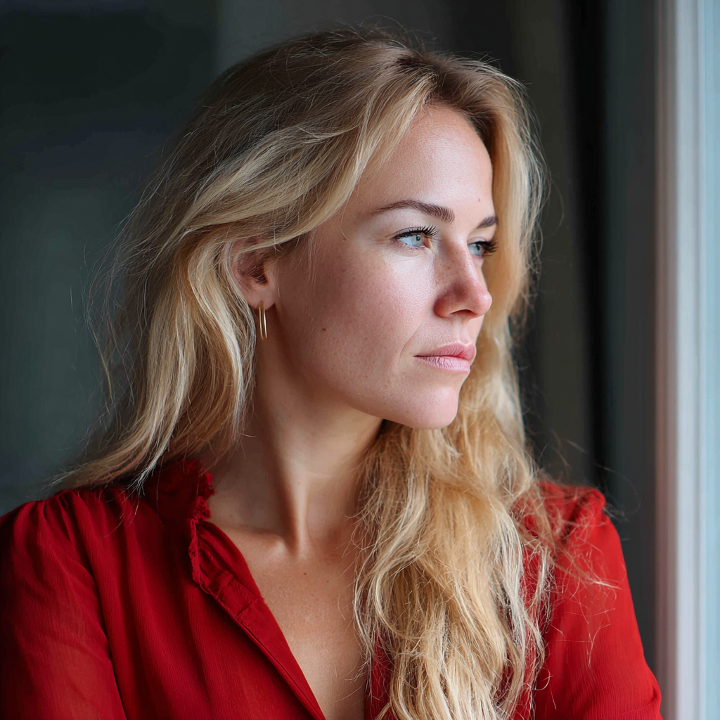 Una mujer mirando por una ventana | Fuente: Midjourney