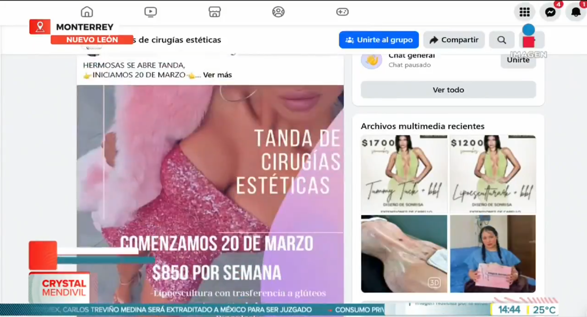 Publicidad sobre cirugías estéticas | Fuente: x.com/ImagenTVMex