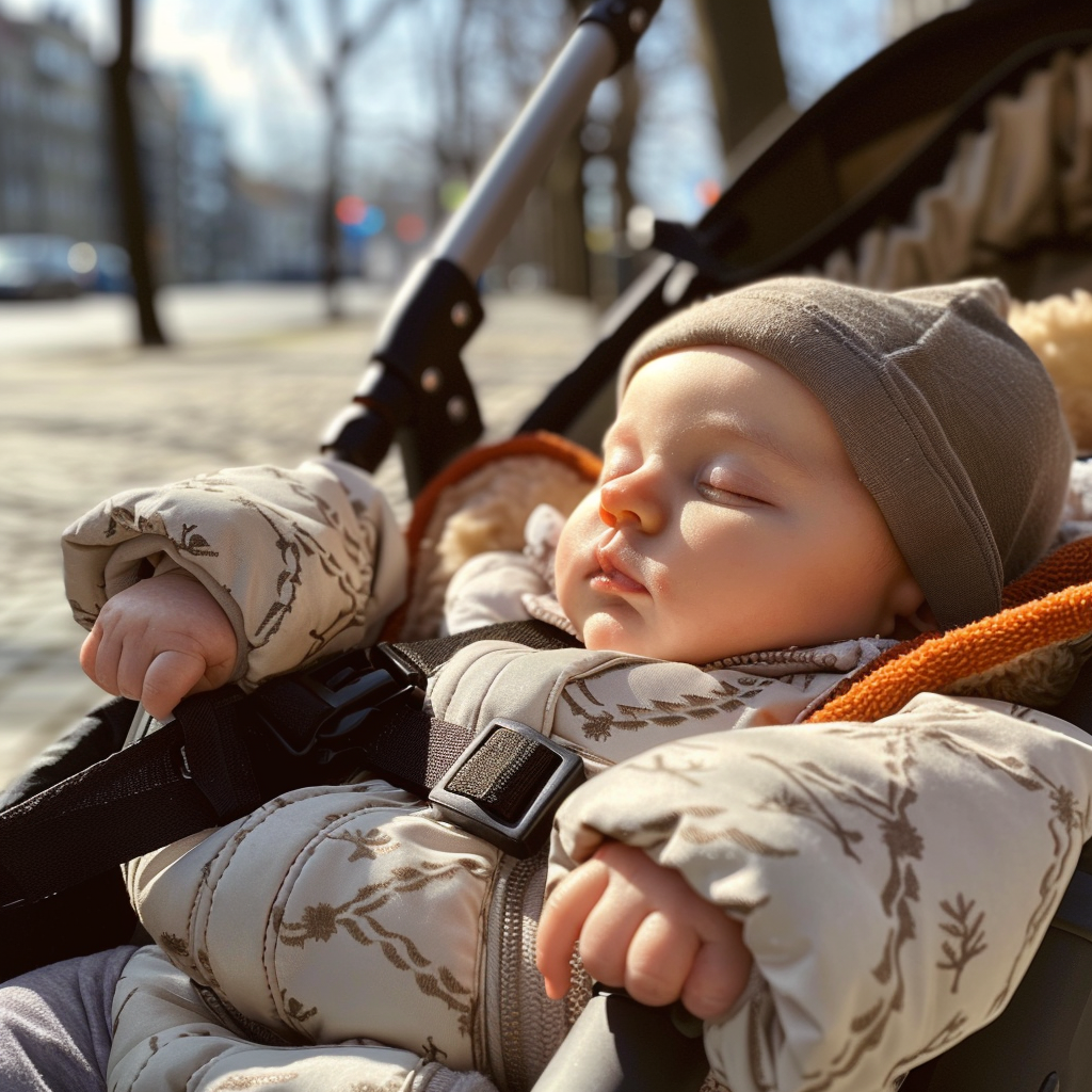 Un bebé dormido en un cochecito | Fuente: Midjourney