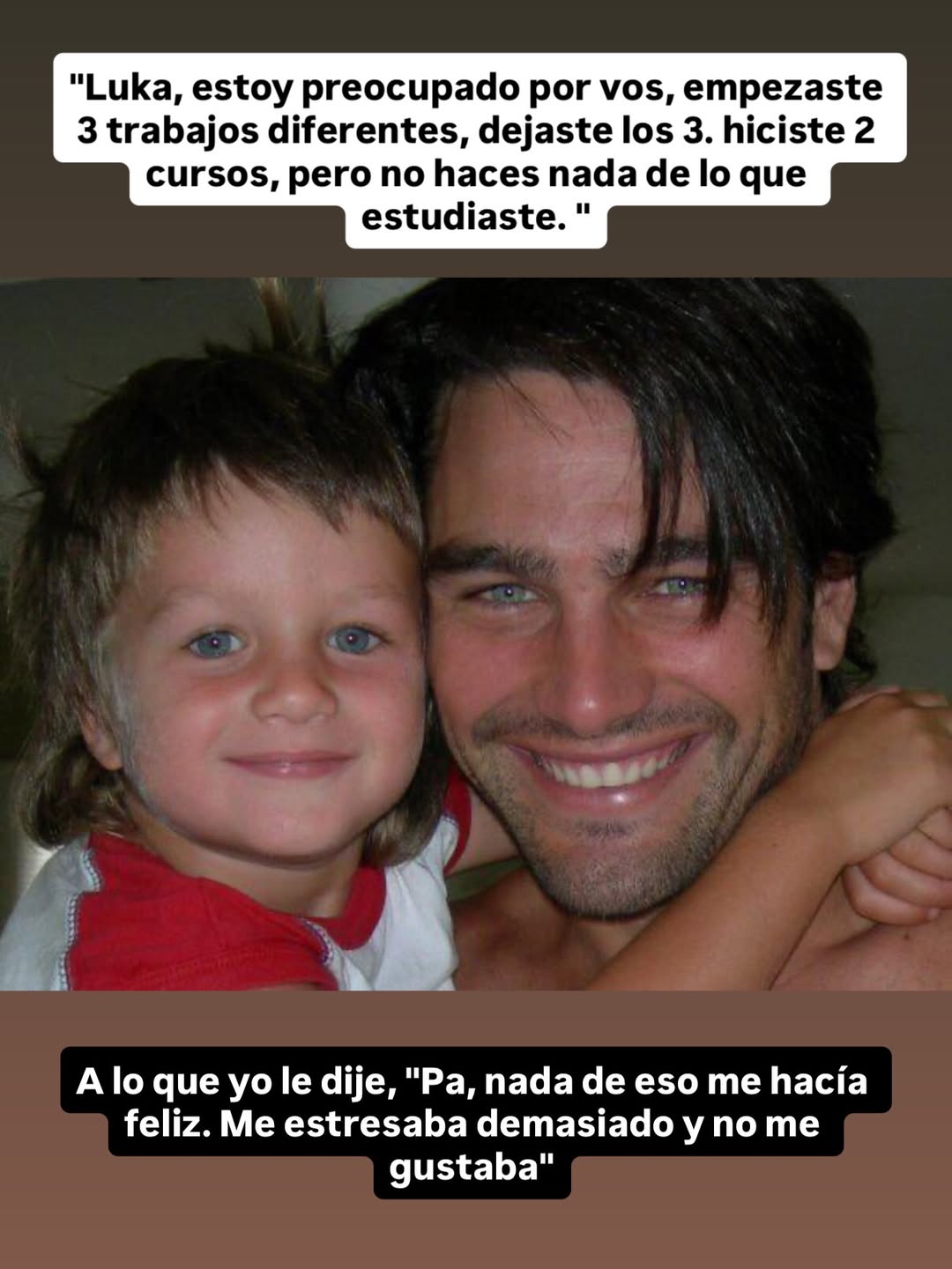 Luka Drago de niño junto a su papá, Hernán Drago | Fuente: Instagram/lukaadrago