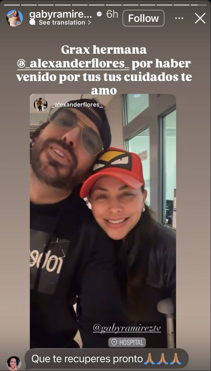 Alexander Flores visitó a Gaby en el hospital. | Fuente: Instagram/@https://www.instagram.com/gabyramireztv/