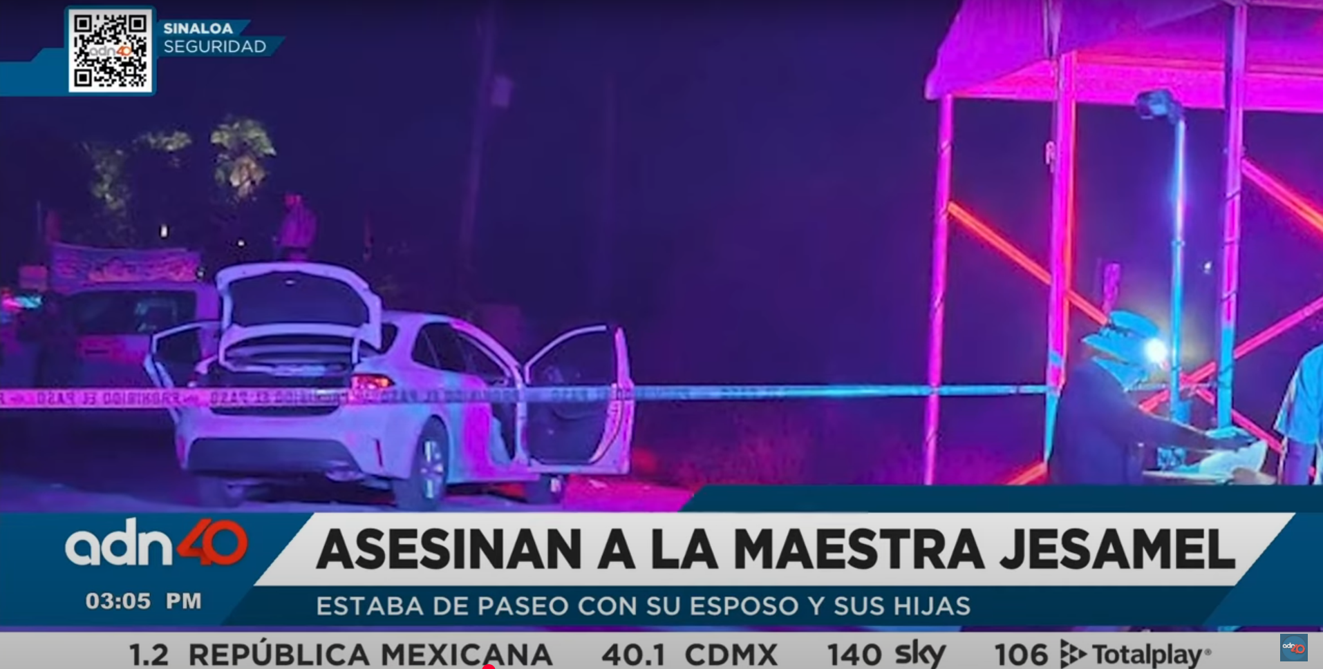 Autoridades en el lugar del asesinato de la maestra Jesamel Rodríguez | Fuente: YouTube/adn40Mx
