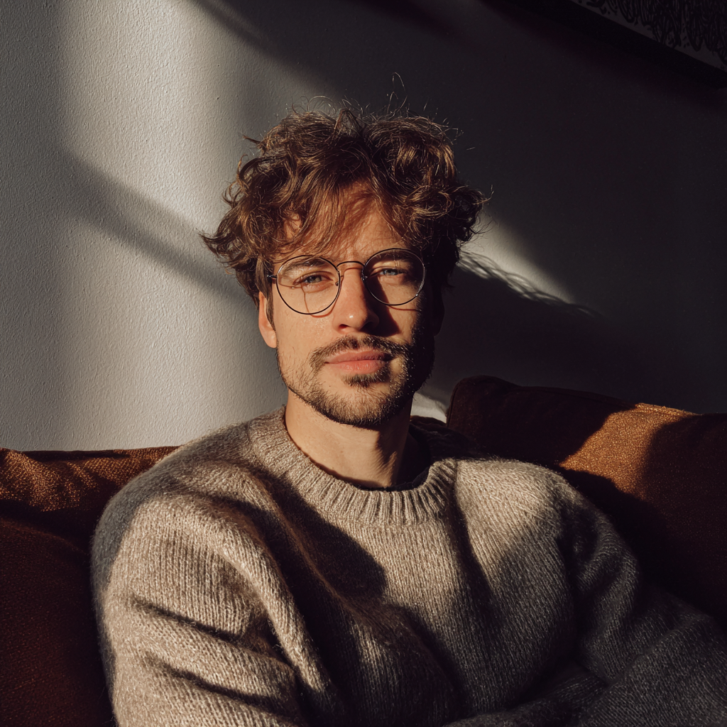 Un hombre sentado en un sofá | Fuente: Midjourney