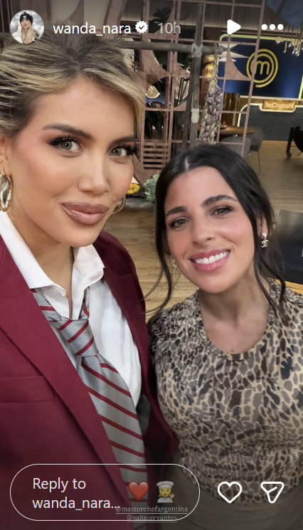 Wanda Nara junto a Valu Cervantes en medio de su despedida de "Master Chef Argentina" | Fuente: Instagram Stories/wanda_nara
