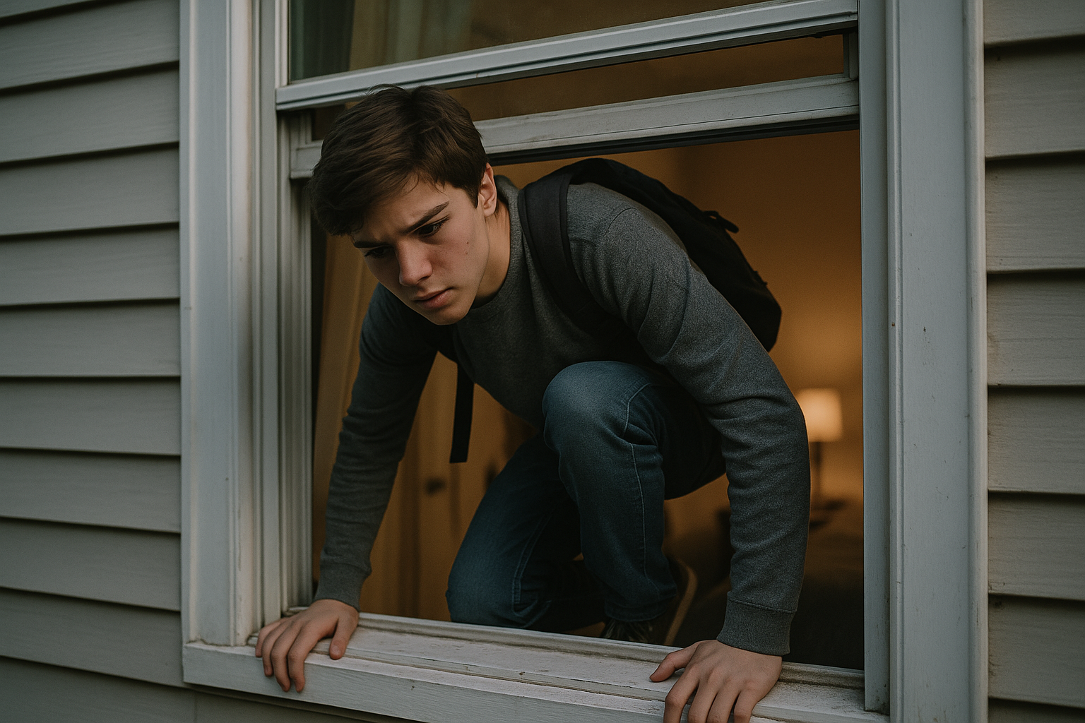 Un adolescente se cuela por la ventana | Fuente: Sora