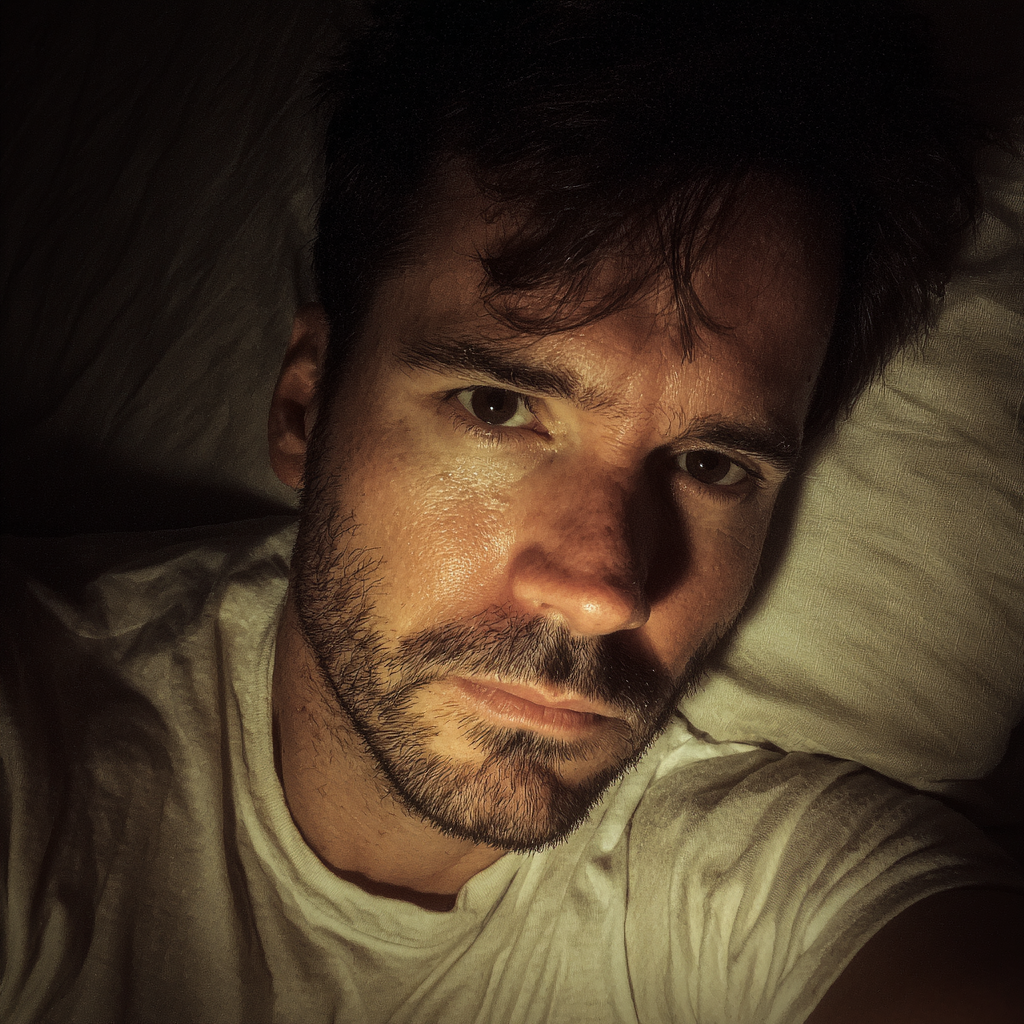 Un hombre tumbado en su cama | Fuente: Midjourney