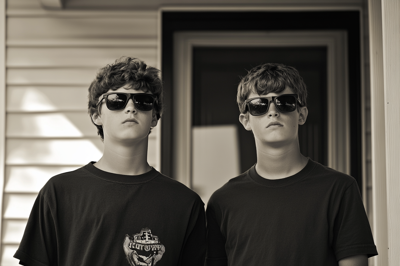 Two teenagers on a porch | Source: Midjourney