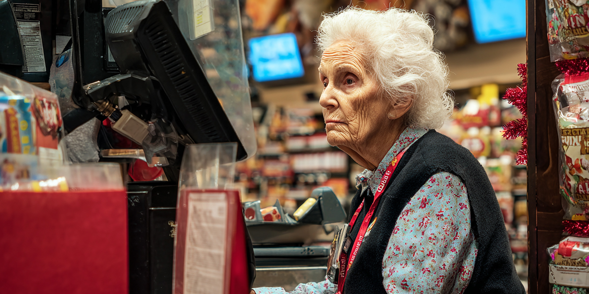 Un primer plano de una cajera mayor | Fuente: AmoMama