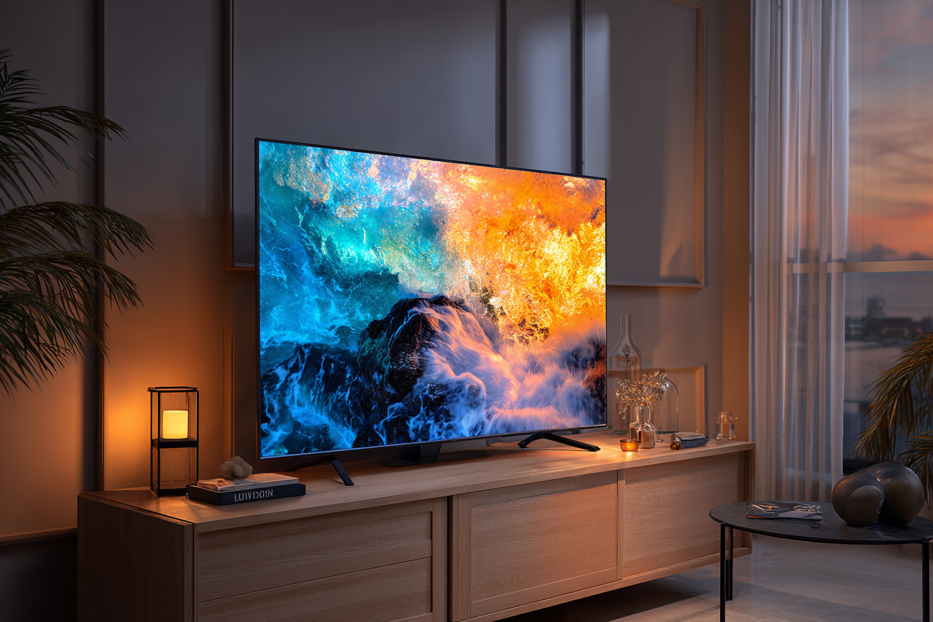 Un televisor nuevo en una sala | Fuente: Midjourney