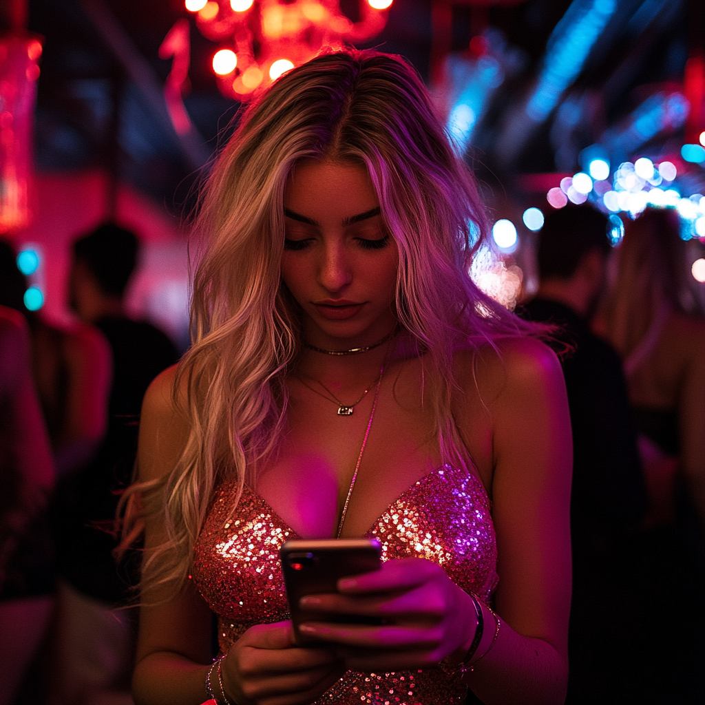 Mujer utilizando su teléfono | Fuente: Midjourney