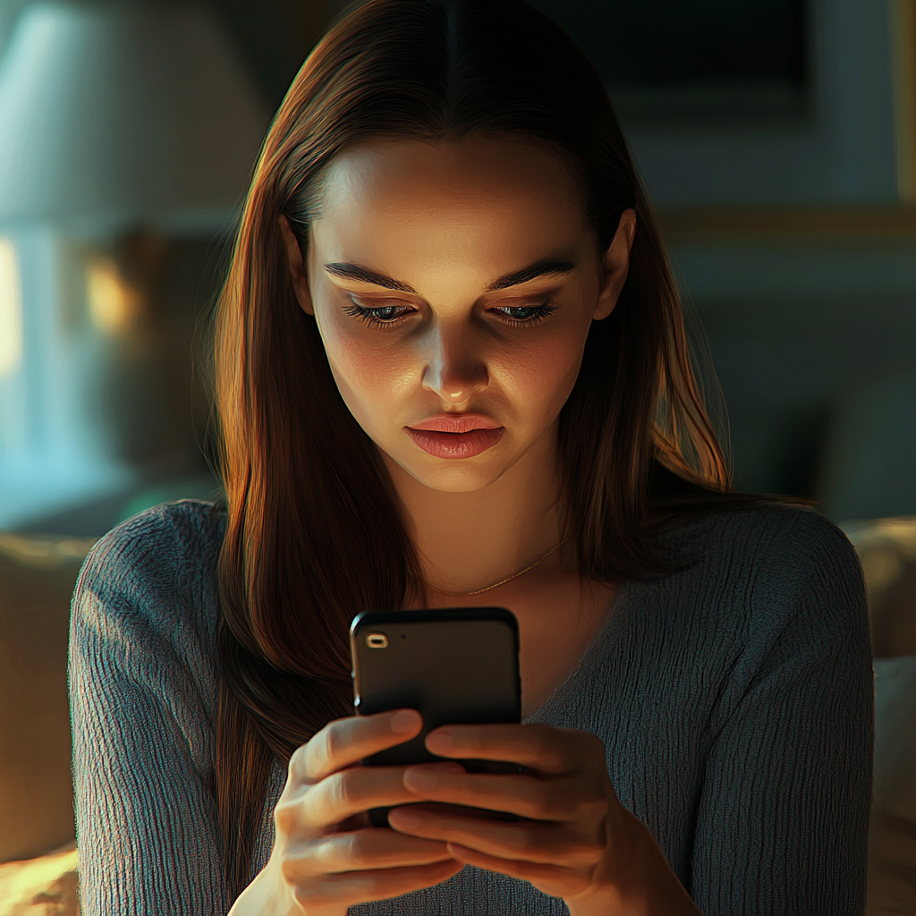Una mujer mirando su teléfono | Fuente: Midjourney