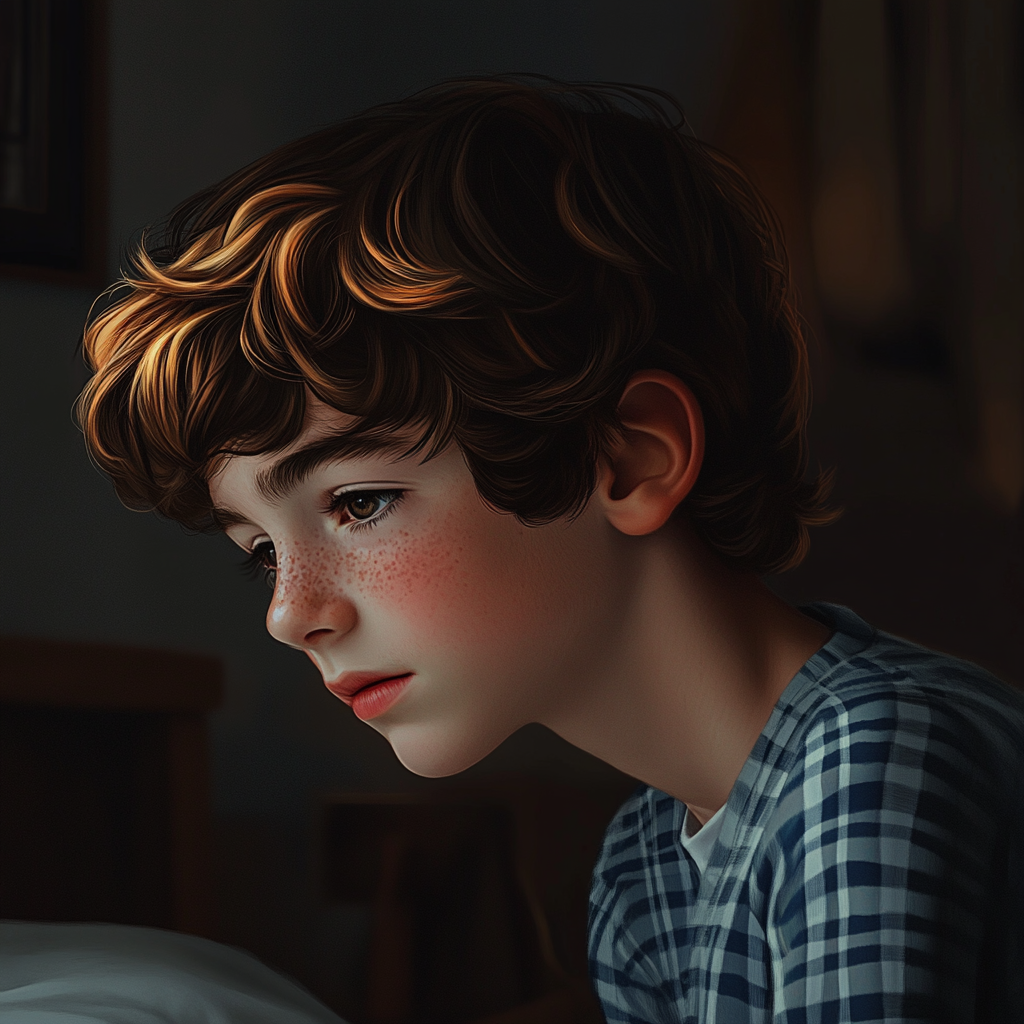 Un niño triste | Fuente: Midjourney
