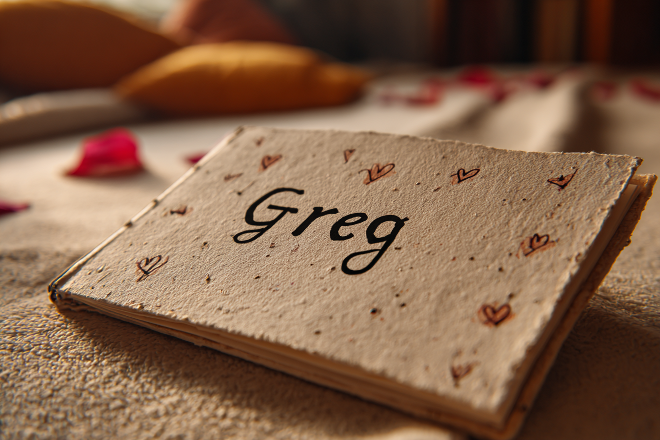 El nombre de Greg en un álbum de recortes | Fuente: Midjourney