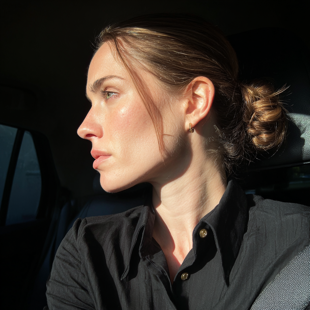 Una mujer sentada en un automóvil | Fuente: Midjourney