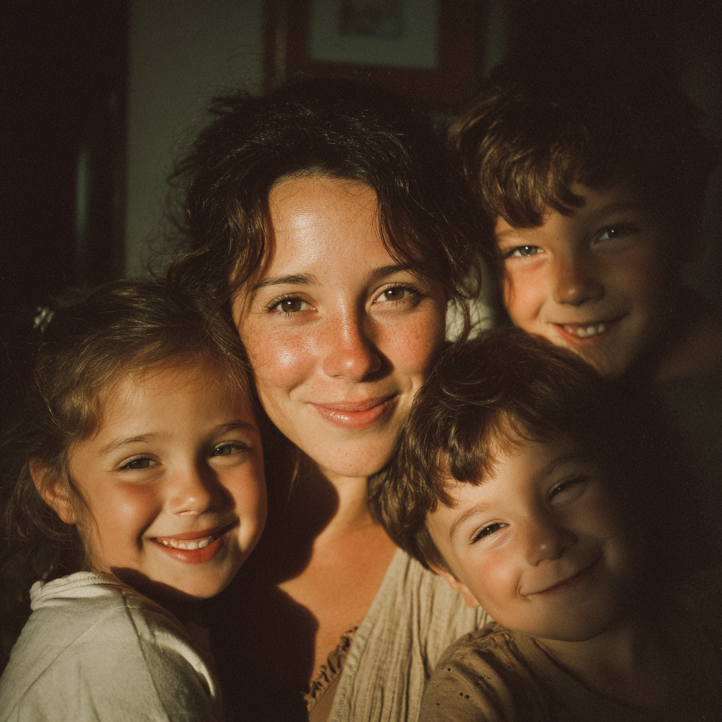 Una madre y sus hijos | Fuente: Midjourney