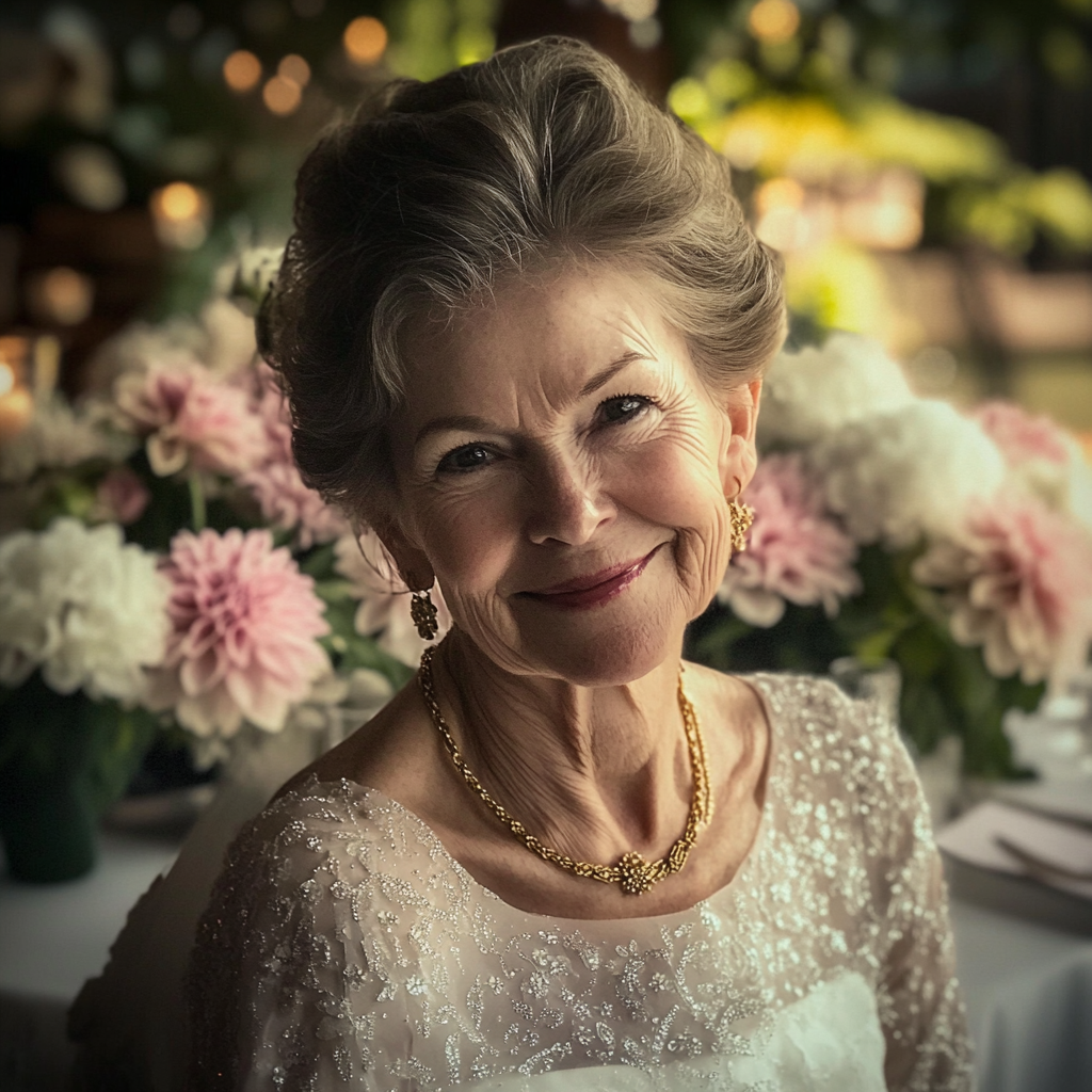 Una mujer mayor vestida de novia | Fuente: Midjourney
