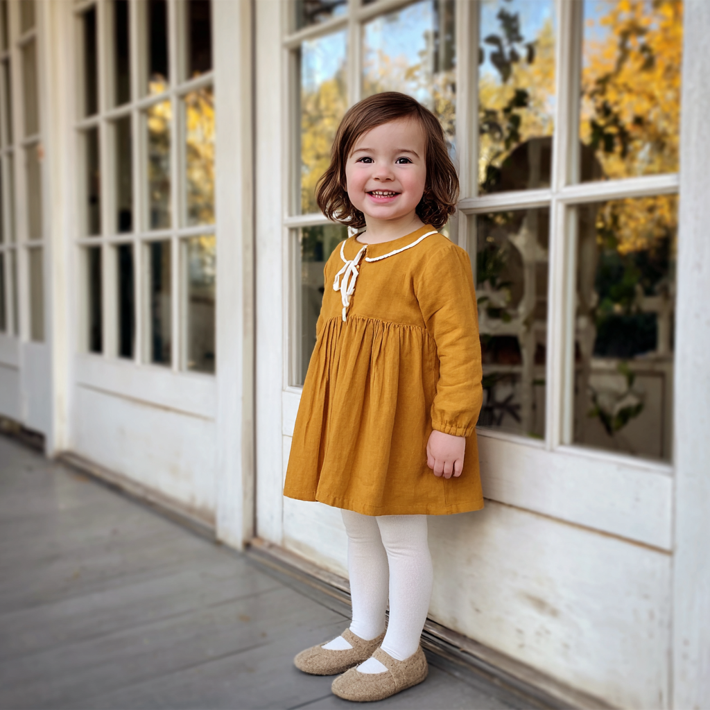 Una niña sonriente en el exterior | Fuente: Midjourney