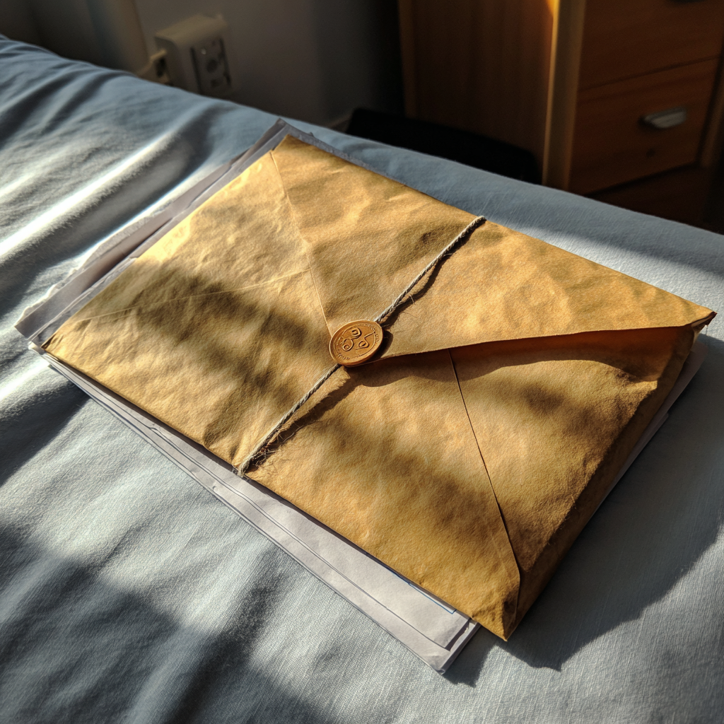 Un sobre en una cama de hospital | Fuente: Midjourney