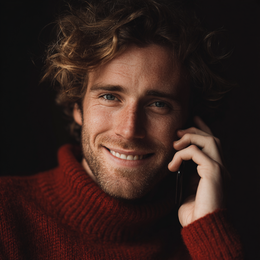 Un hombre divertido hablando por teléfono | Fuente: Midjourney