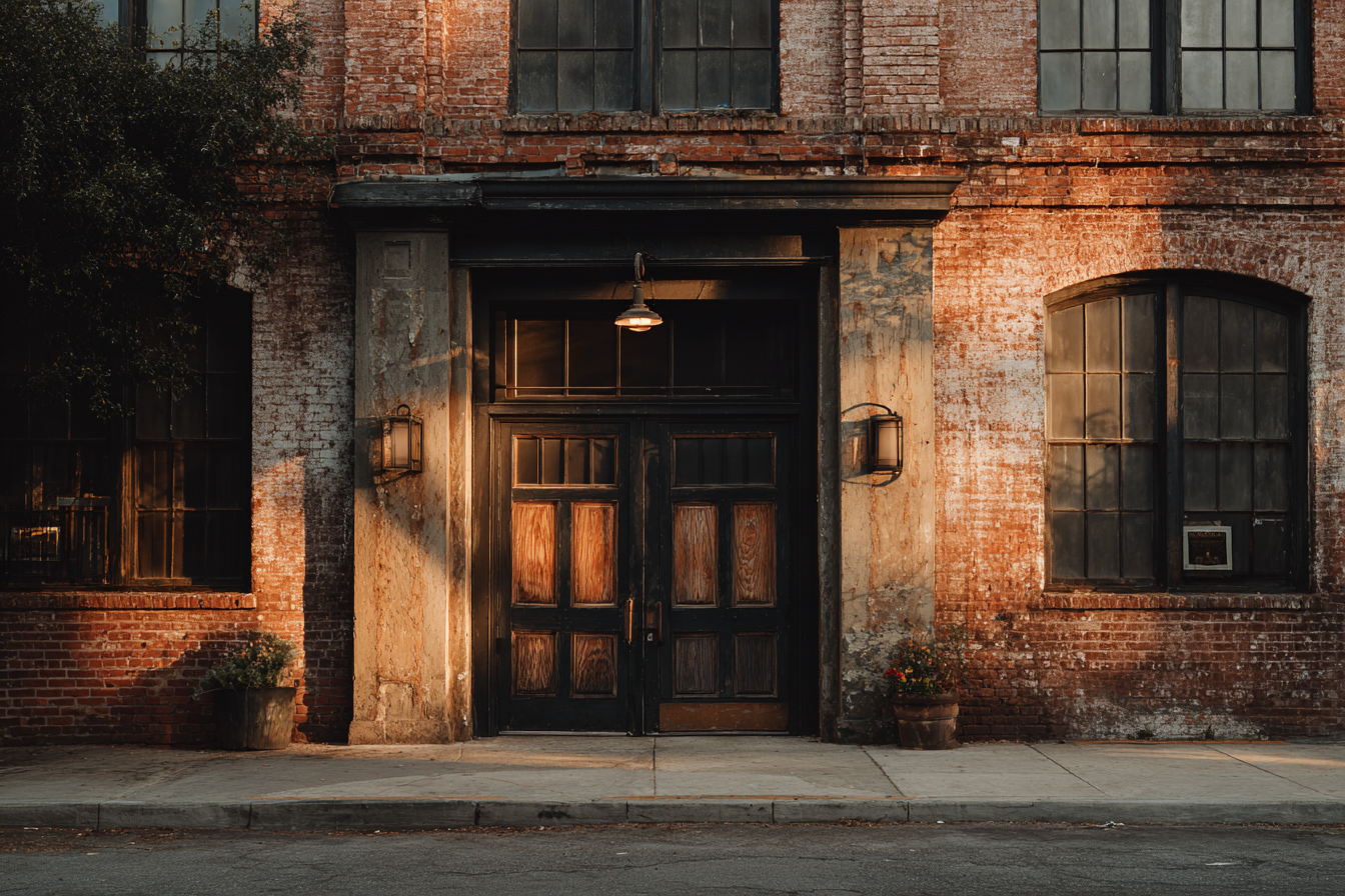 Un viejo edificio de dos plantas al otro lado de la calle | Fuente: Midjourney
