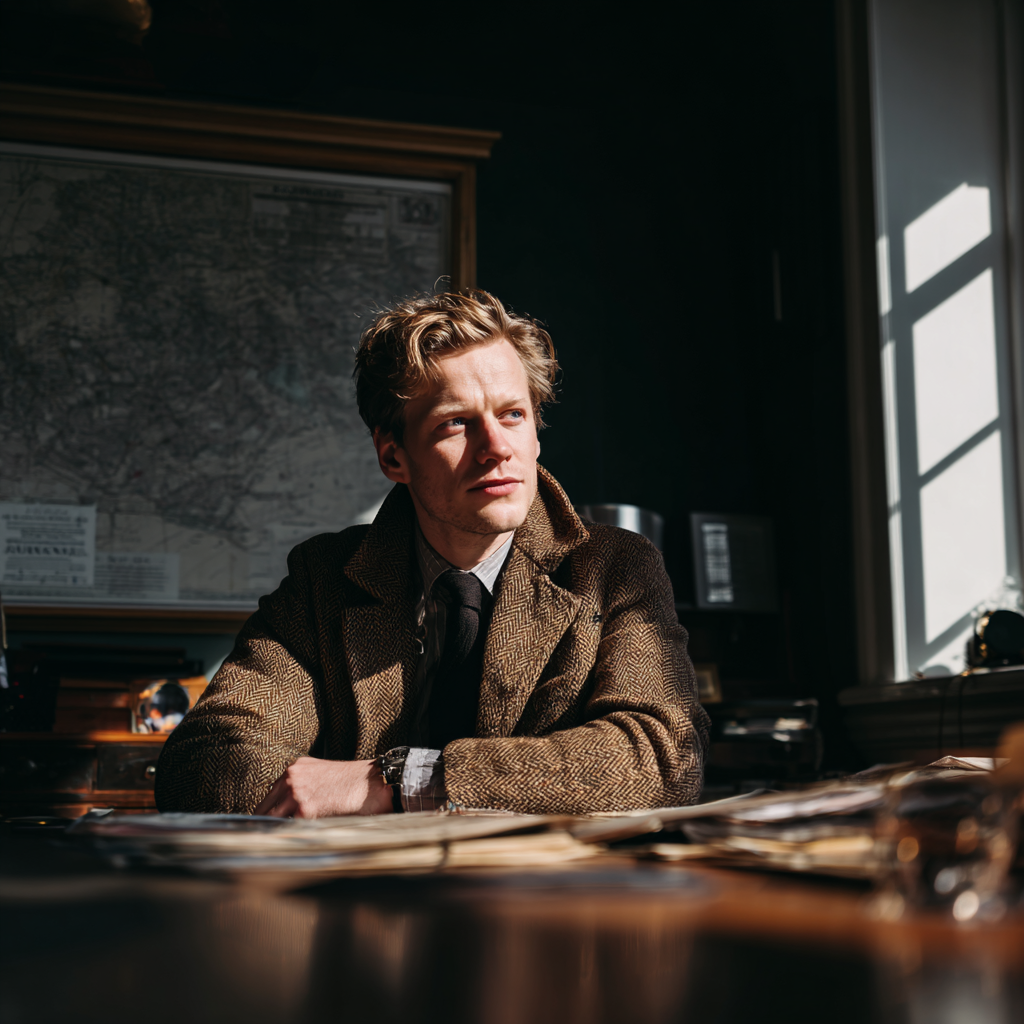 Un hombre sentado en su escritorio | Fuente: Midjourney