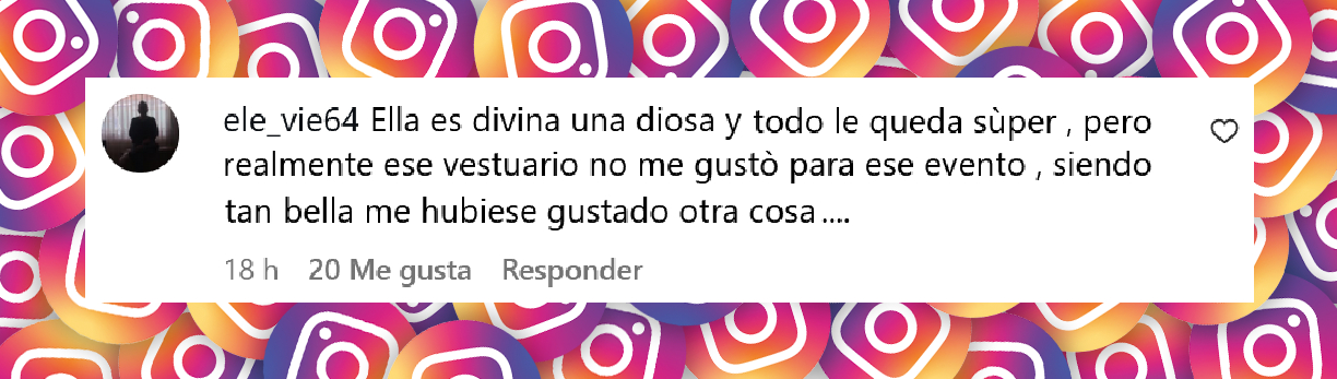 Comentario de un usuario sobre el atuendo elegido por Zaira Nara para los Premios Ídolo 2025 | Fuente: Instagram/zaira.nara