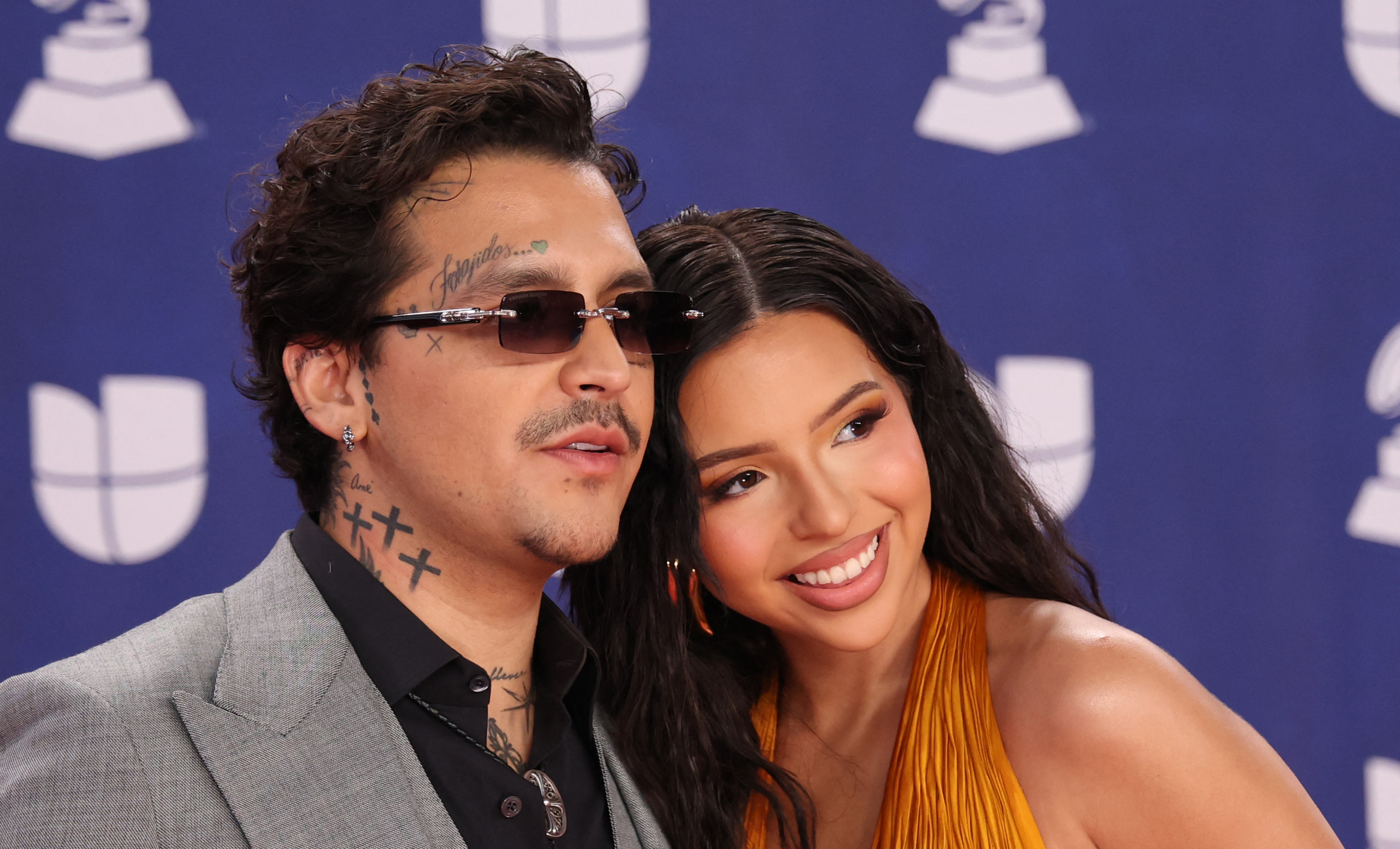 Christian Nodal y Ángela Aguilar en la 26ª edición de los Premios Grammy Latinos en el MGM Grand Garden Arena de Las Vegas, Nevada, el 13 de noviembre de 2025. | Fuente: Getty Images