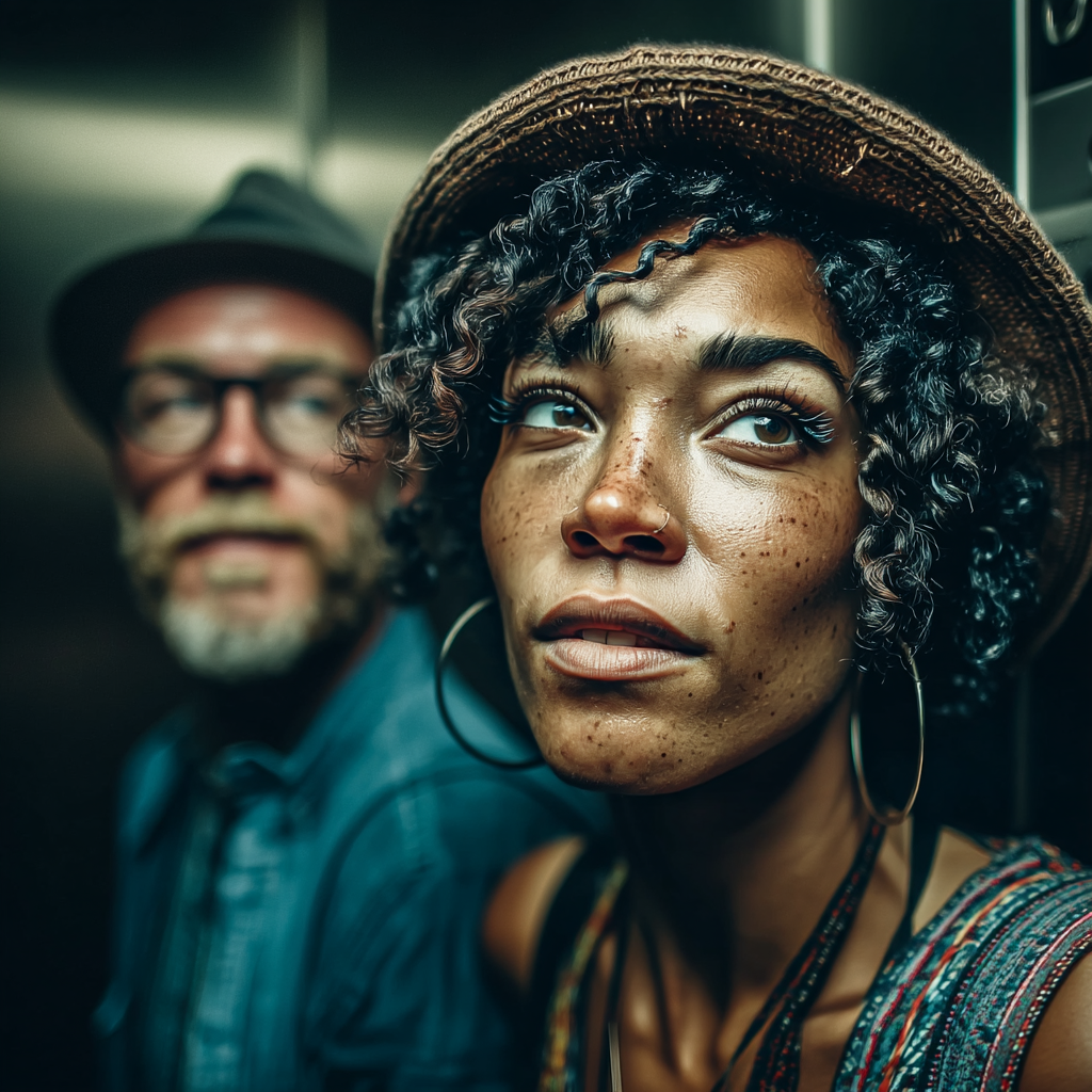 Una mujer saliendo de un ascensor | Fuente: Midjourney