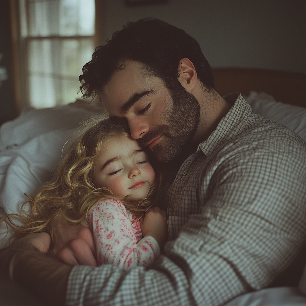 Un padre y su hija se abrazan | Fuente: Midjourney