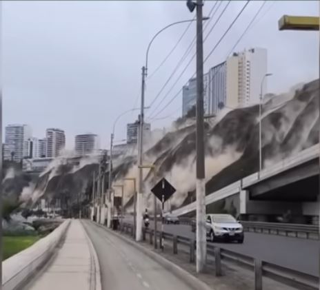 Polvo a causa del terremoto del 15 de junio. | Fuente: YouTube/panorama