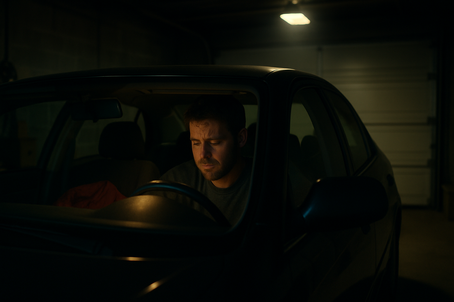 Un hombre en un Automóvil de noche | Fuente: Sora