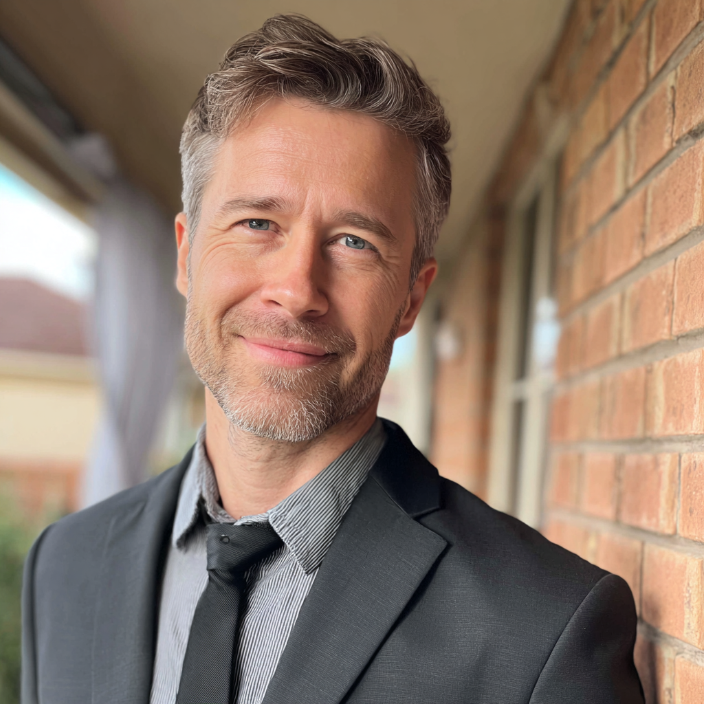 Un hombre sonriente vestido con traje | Fuente: Midjourney