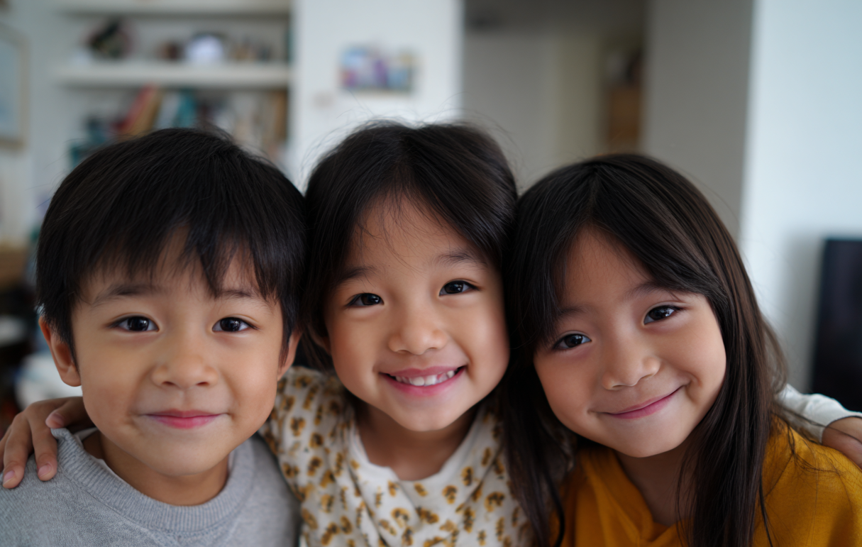 Tres niños juntos | Fuente: Midjourney