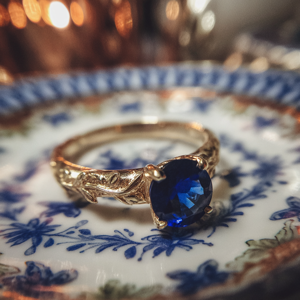 Primer plano de un anillo de compromiso | Fuente: Midjourney