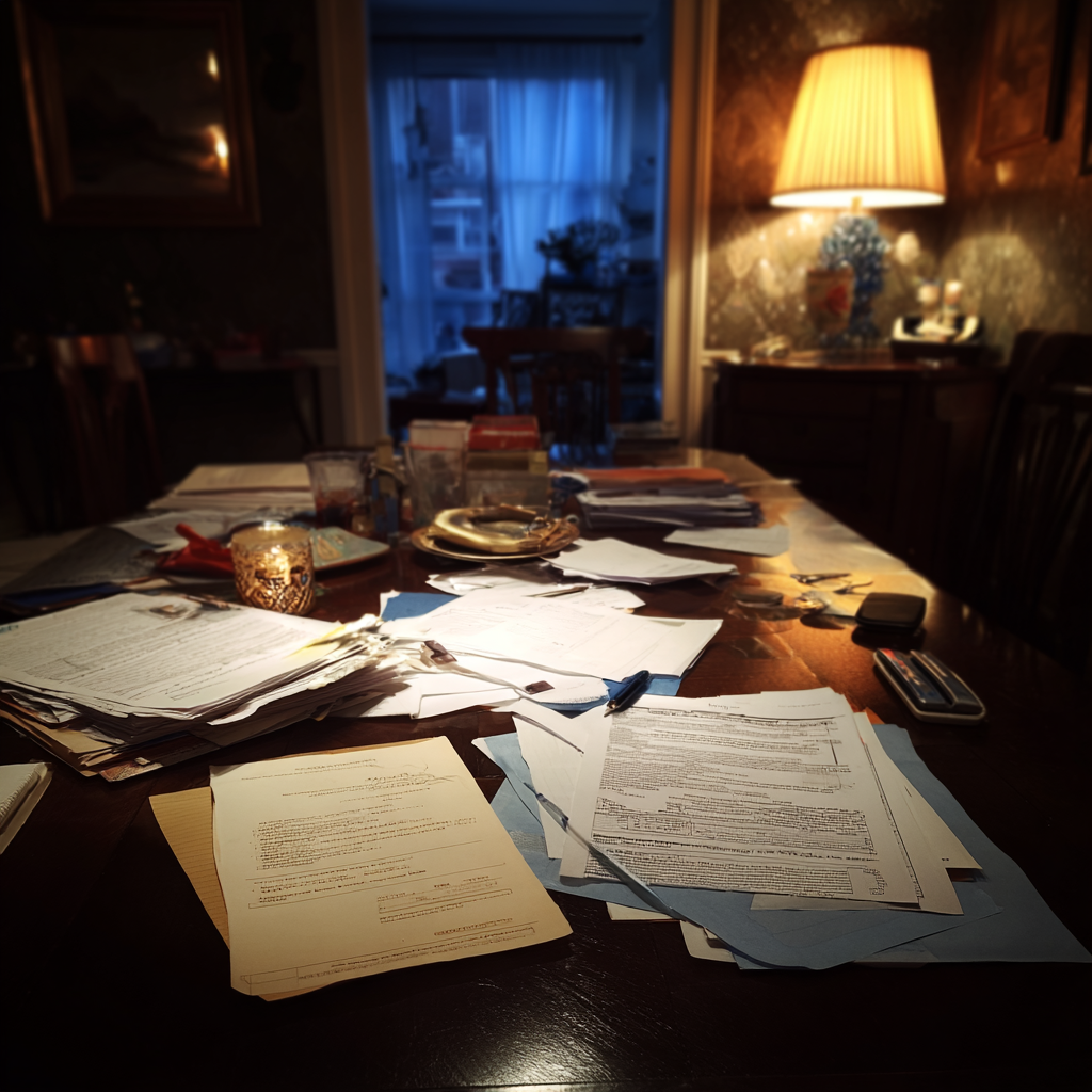 Documentos sobre una mesa | Fuente: Midjourney