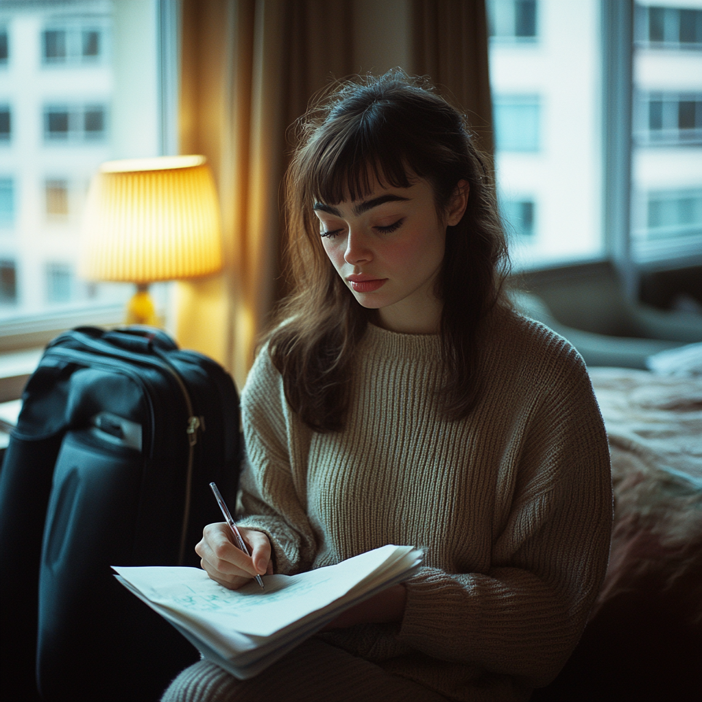 Una emocionada Sarah dejando una nota para Dan | Fuente: Midjourney