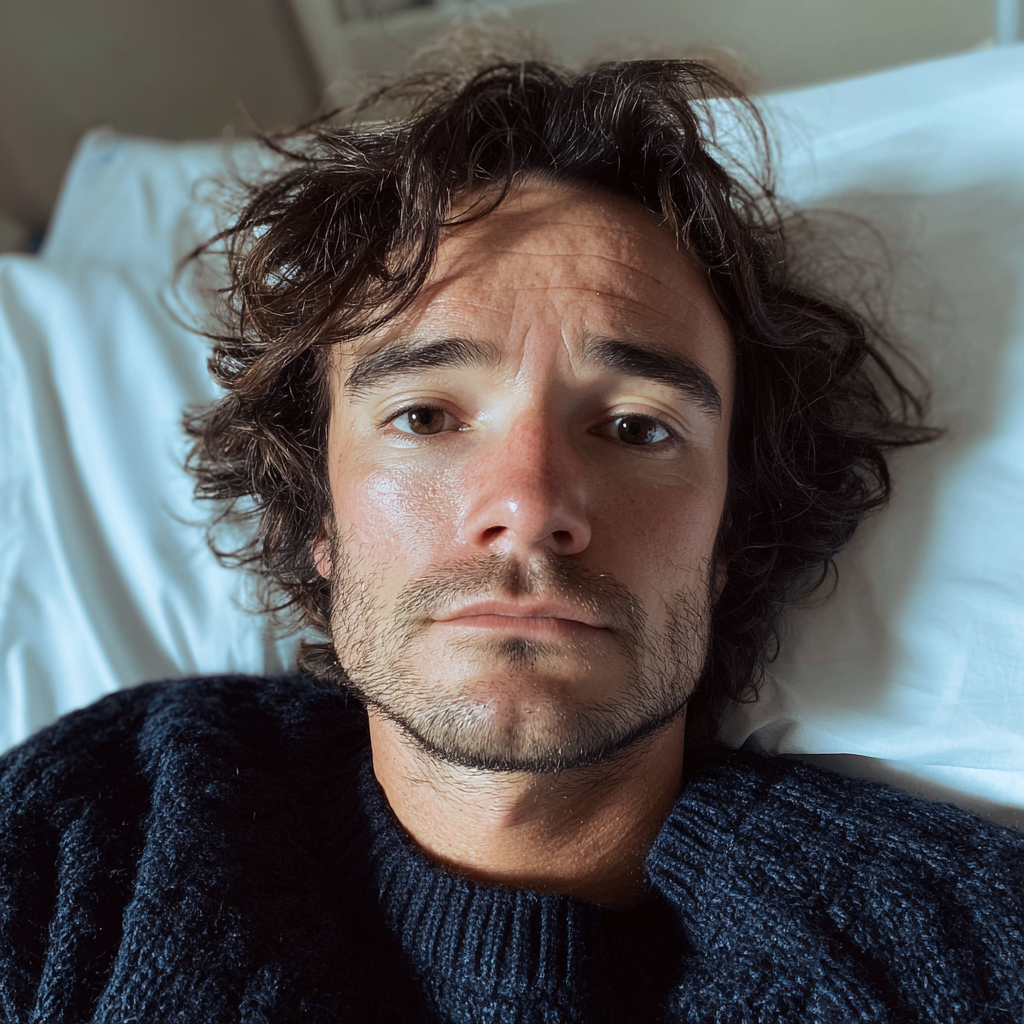 Un hombre con un jersey azul marino | Fuente: Midjourney