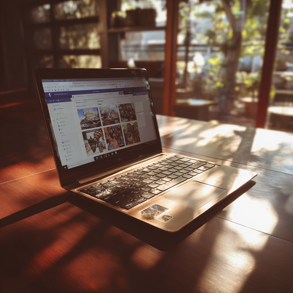 Un portátil abierto a Facebook | Fuente: Midjourney