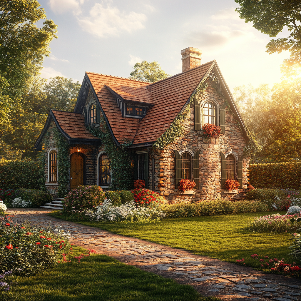 Una pintoresca casa enclavada en un hermoso jardín | Fuente: Midjourney
